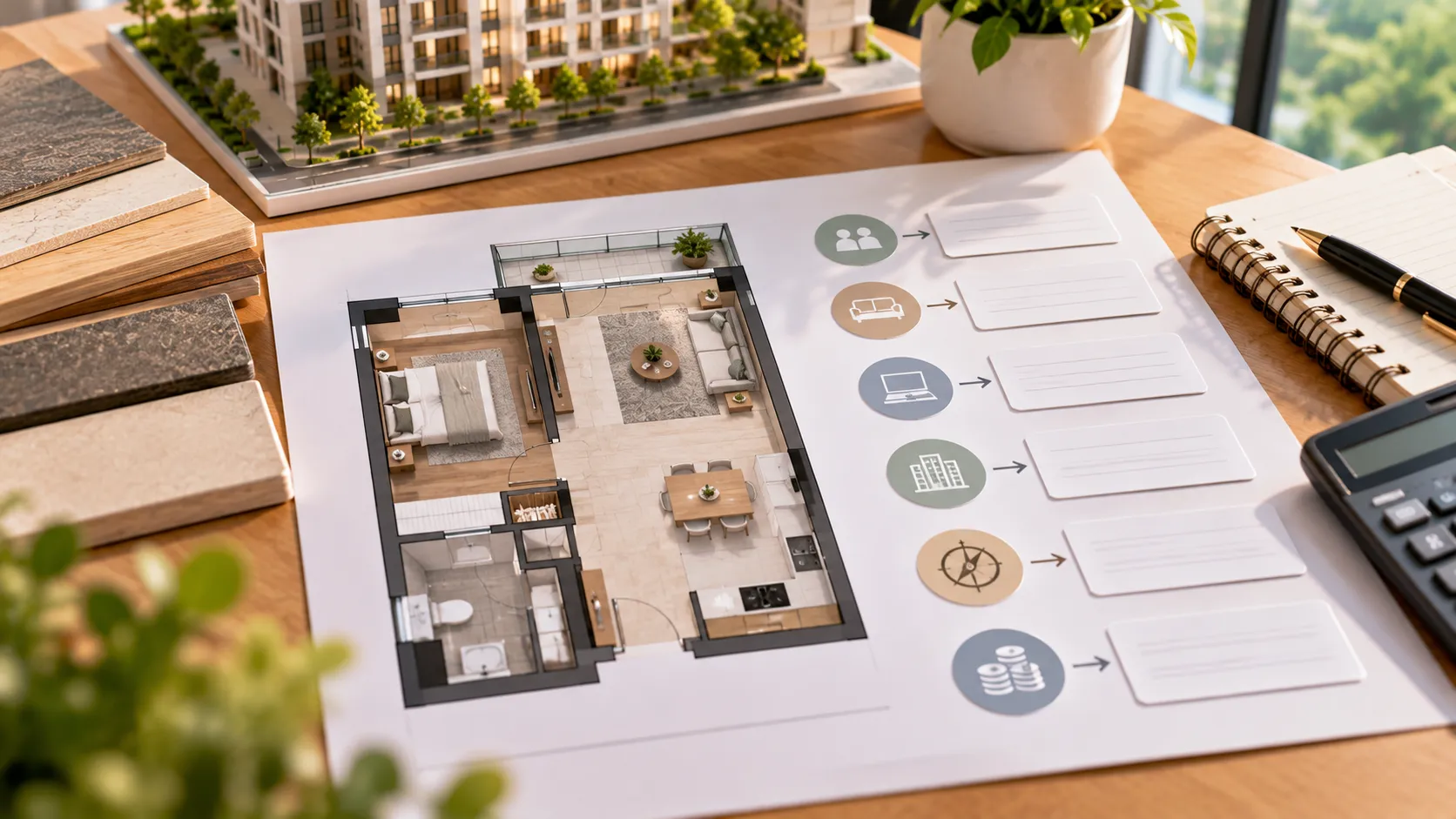 Mặt bằng căn hộ cạnh checklist kiểm tra công năng – Cách chọn căn 1PN Victory Heights