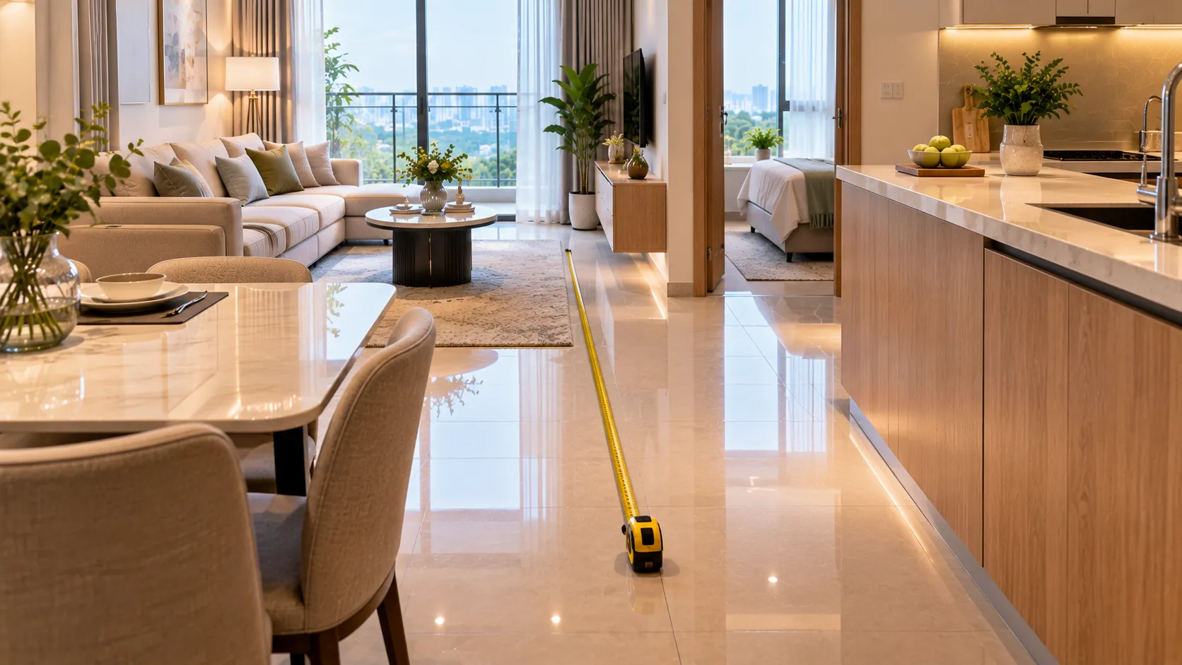 Checklist cảm nhận diện tích nhà mẫu Victory Heights Thước đo khoảng lưu thông trong không gian căn hộ – Checklist cảm nhận diện tích nhà mẫu Victory Heights