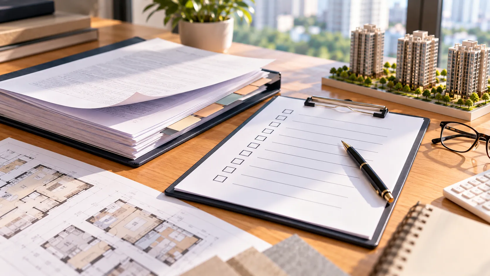 Sổ tài liệu dày và giấy tờ quy trình giao dịch – Checklist tiến độ Victory Heights