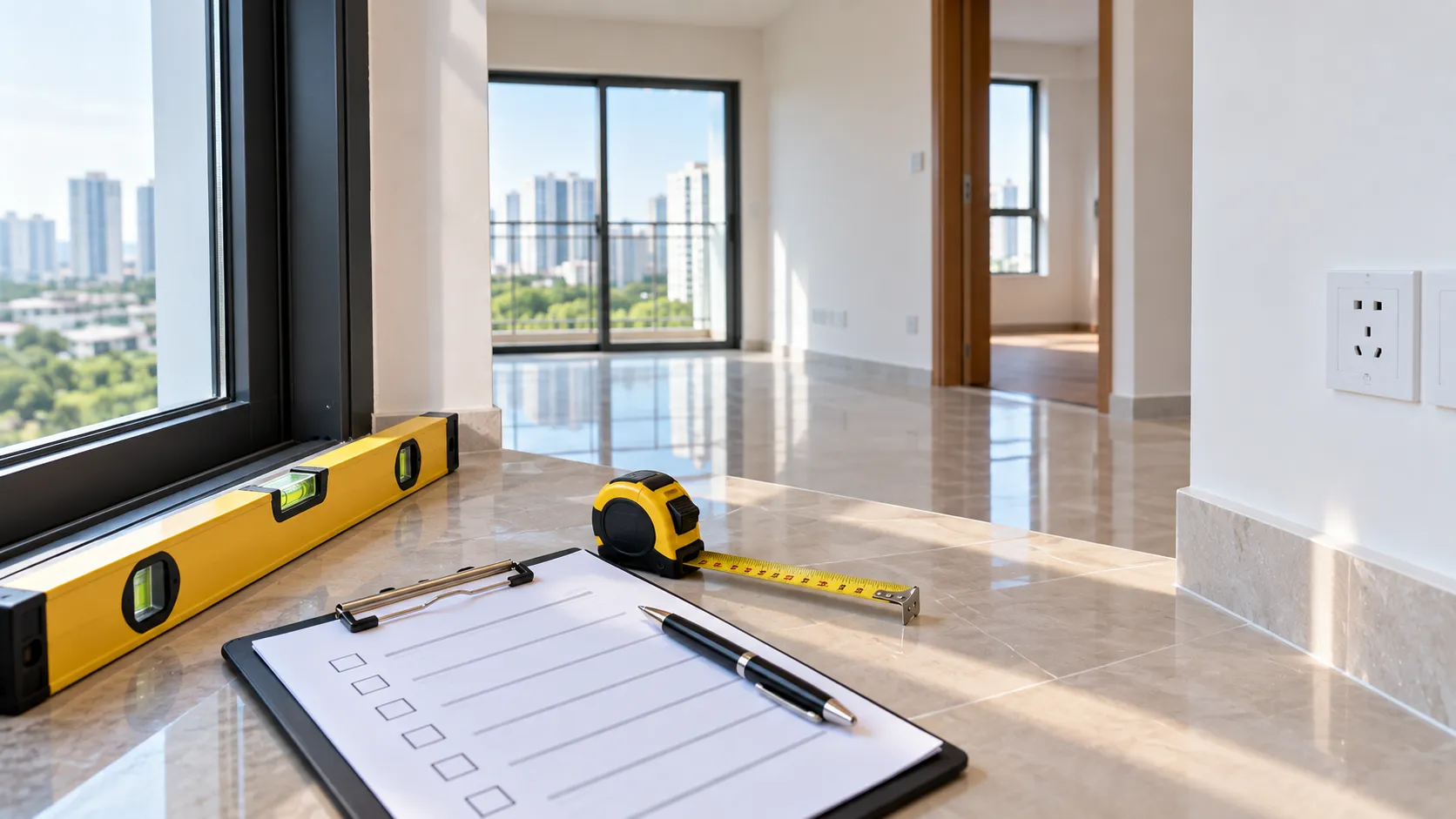Checklist danh mục bàn giao Victory Heights Dụng cụ đo đạc và biên bản kiểm tra sàn căn hộ – Checklist danh mục bàn giao Victory Heights