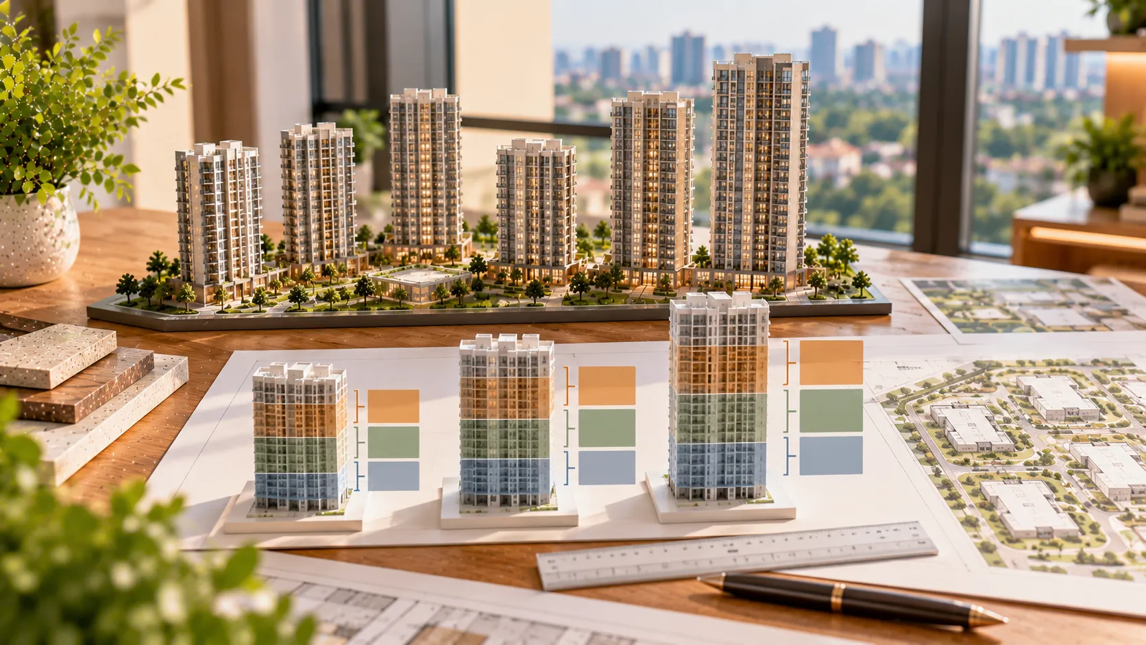 So sánh các nhóm tầng Victory Heights Mô hình dự án kèm bảng mẫu vật liệu và bảng màu – So sánh các nhóm tầng Victory Heights