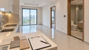 Căn hộ hoàn thiện cơ bản còn trống để kiểm tra – Tiêu Chuẩn Bàn Giao Victory Heights: Checklist Người Mua (ảnh minh họa)