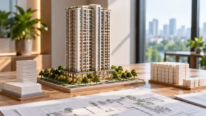 Mô hình khối căn hộ cùng bản vẽ quy hoạch – Vay Ngân Hàng Mua Victory Heights: Tính Vốn Và Khoản Trả (ảnh minh họa)